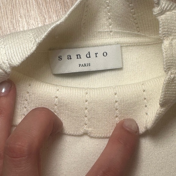 Sandro Cream White Knit Raphael Mock Neck Sweater Top, Size 1 - Picture 9 of 13